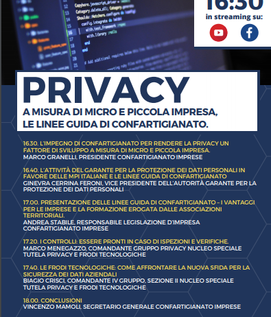 Webinar su presentazione delle Linee Guide sulla Privacy di Confartigianato