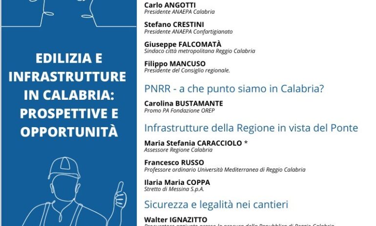 “Edilizia e infrastrutture in Calabria: prospettive e opportunità”, convegno di Confartigianato il 4 ottobre a Villa San Giovanni