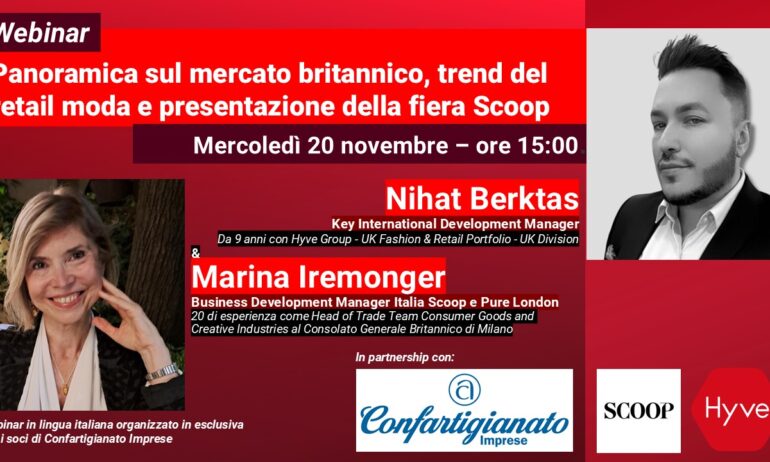 Webinar per le imprese del Sistema Confartigianato: “Tendenze moda e opportunità alla Fiera Scoop di Londra”